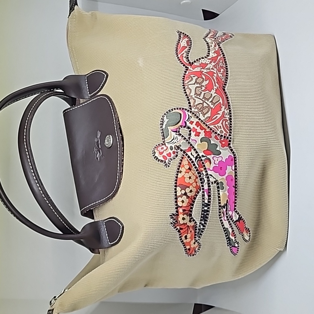 Longchamp racehorse Corduroy le pliage purse 2007 Rare Made in France w/dust bag